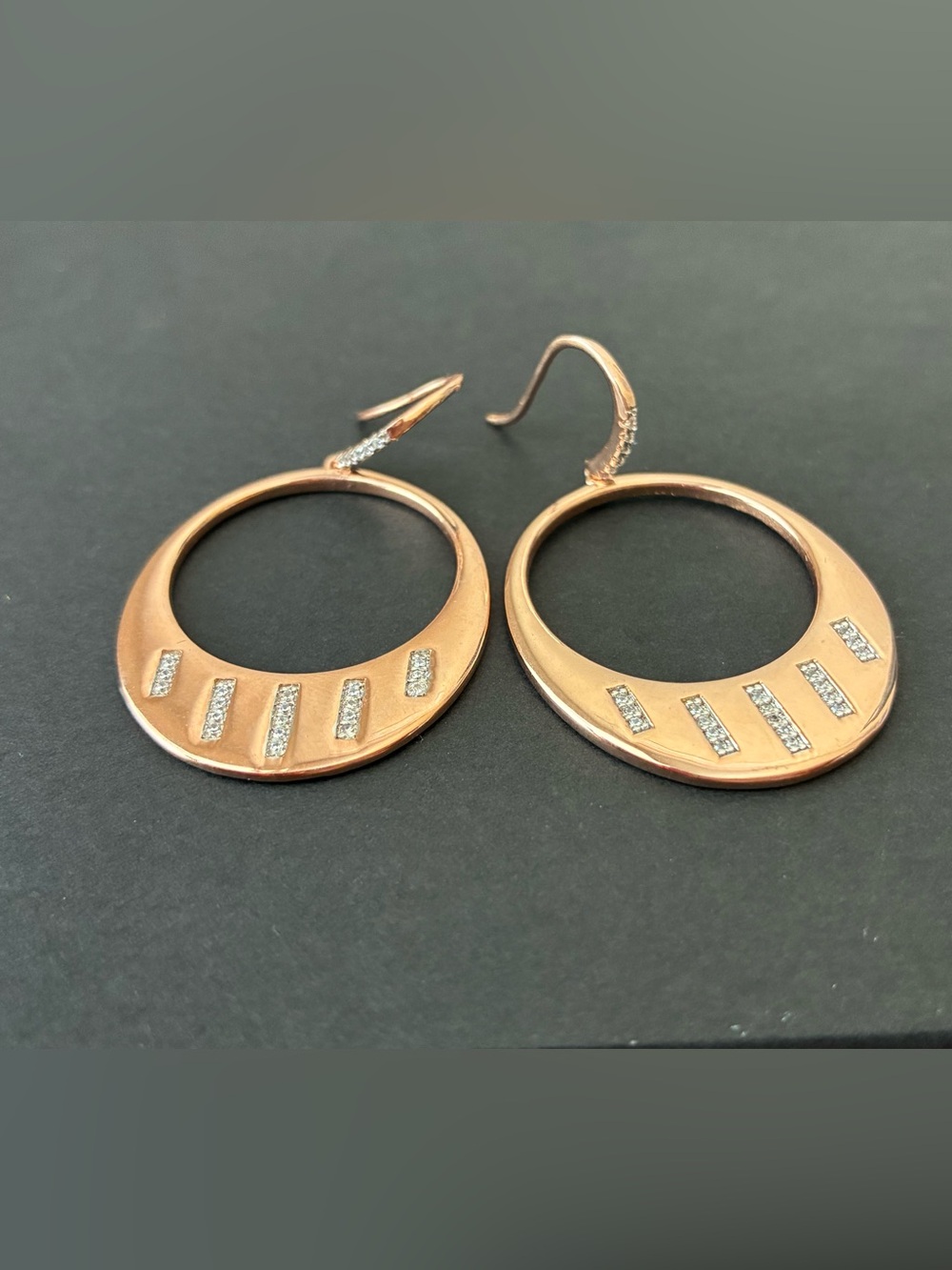 Freida Rothman Rose Gold Hoop Earrings with Pavé Accents